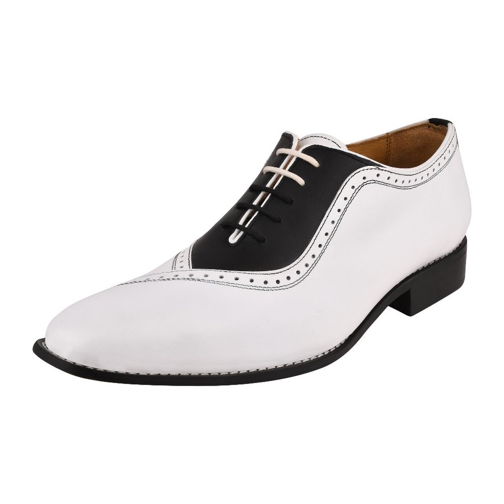 LIBERTYZENO Men's White/Black Dress Shoes 913